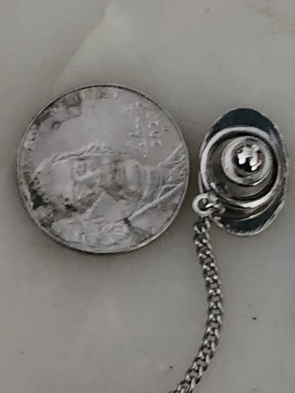 Vtg P.R.K Sterling Silver Classic Oval Etched Design Cufflinks and Tie Tack Set